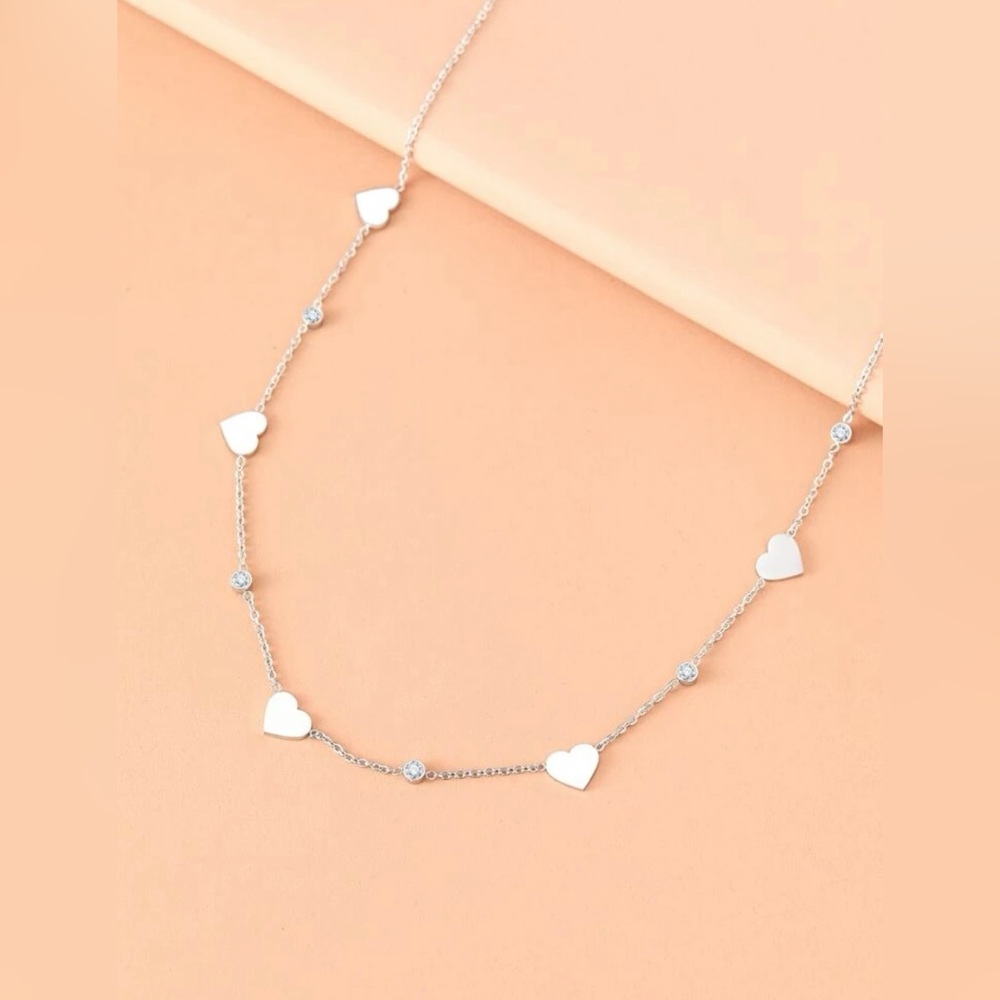 Stainless Steel Necklace Vintage Heart Crystal Zirconia Aesthetic Choker